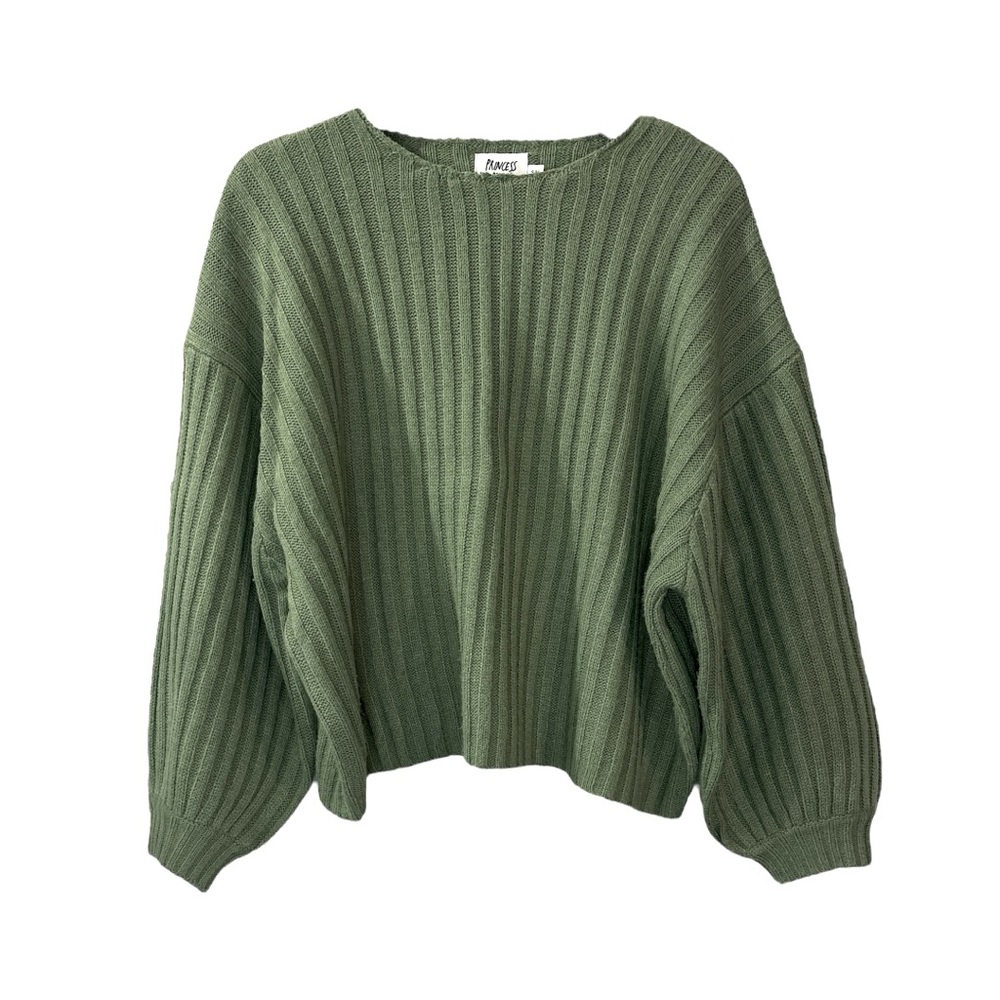 Princess Polly Cropped Knit Sweater Green S/M Cabin Casual Vacation